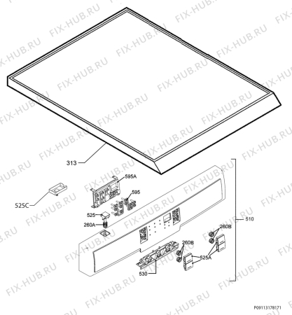 Взрыв-схема посудомоечной машины Electrolux ESF6511LOX - Схема узла Command panel 037